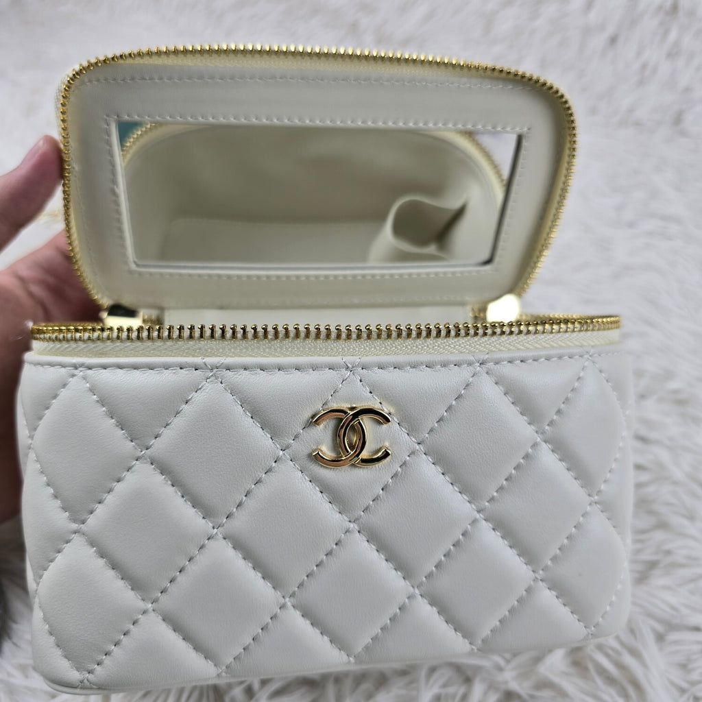Pre-Order | White Mini Vanity Bag with Chain Handle