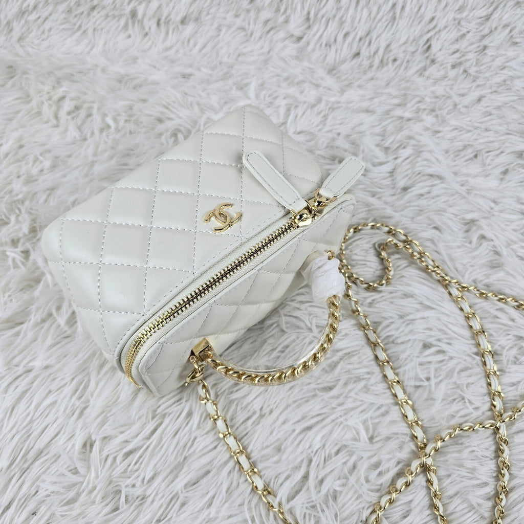 Pre-Order | White Mini Vanity Bag with Chain Handle