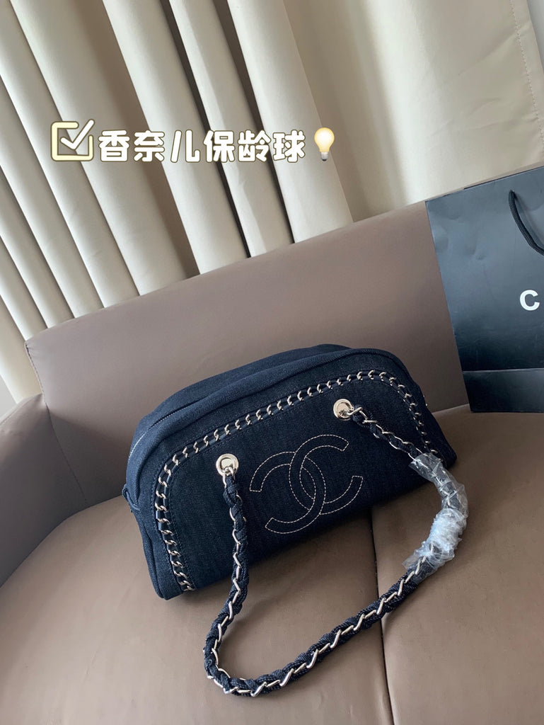 Pre-Order | Denim Chain Shoulder Bag – Navy