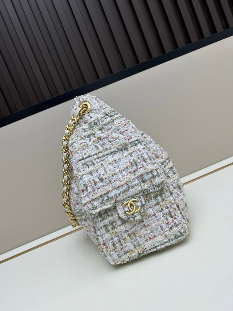 Pre-Order | Tweed Quilted Chain Shoulder Bag – Multi