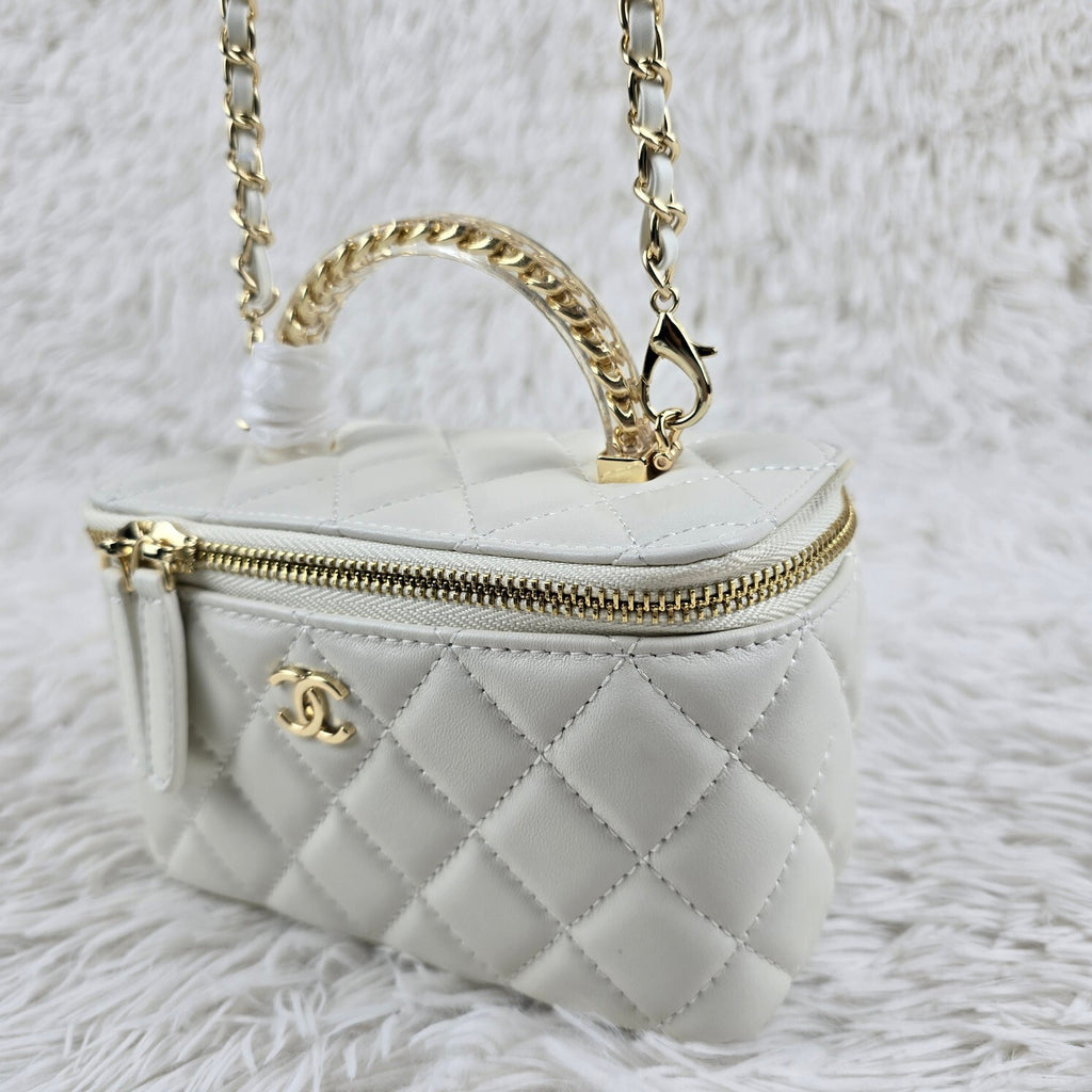 Pre-Order | White Mini Vanity Bag with Chain Handle