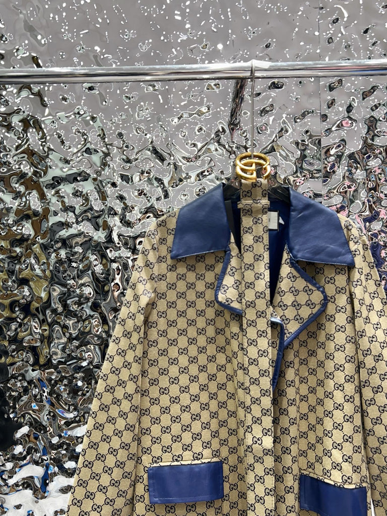 PRE-ORDER PATTERN COAT WITH BLUE DETAILS