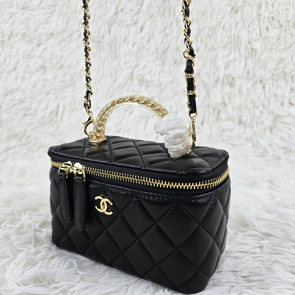 Pre-Order | Black Mini Vanity Bag with Gold Chain Handle