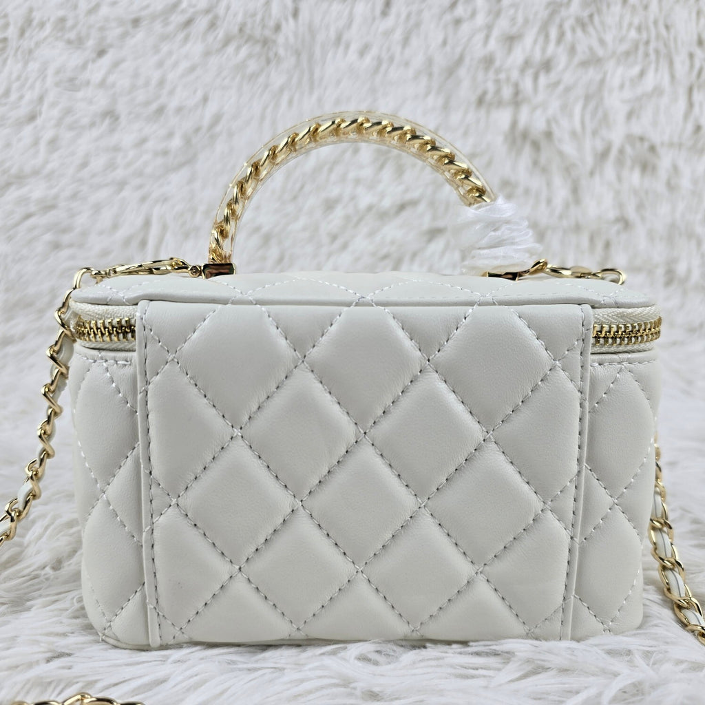 Pre-Order | White Mini Vanity Bag with Chain Handle