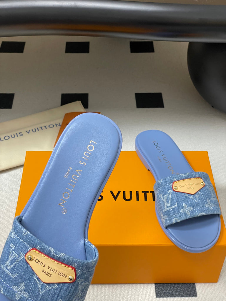 Pre-Order | Denim Slide Sandals – Blue
