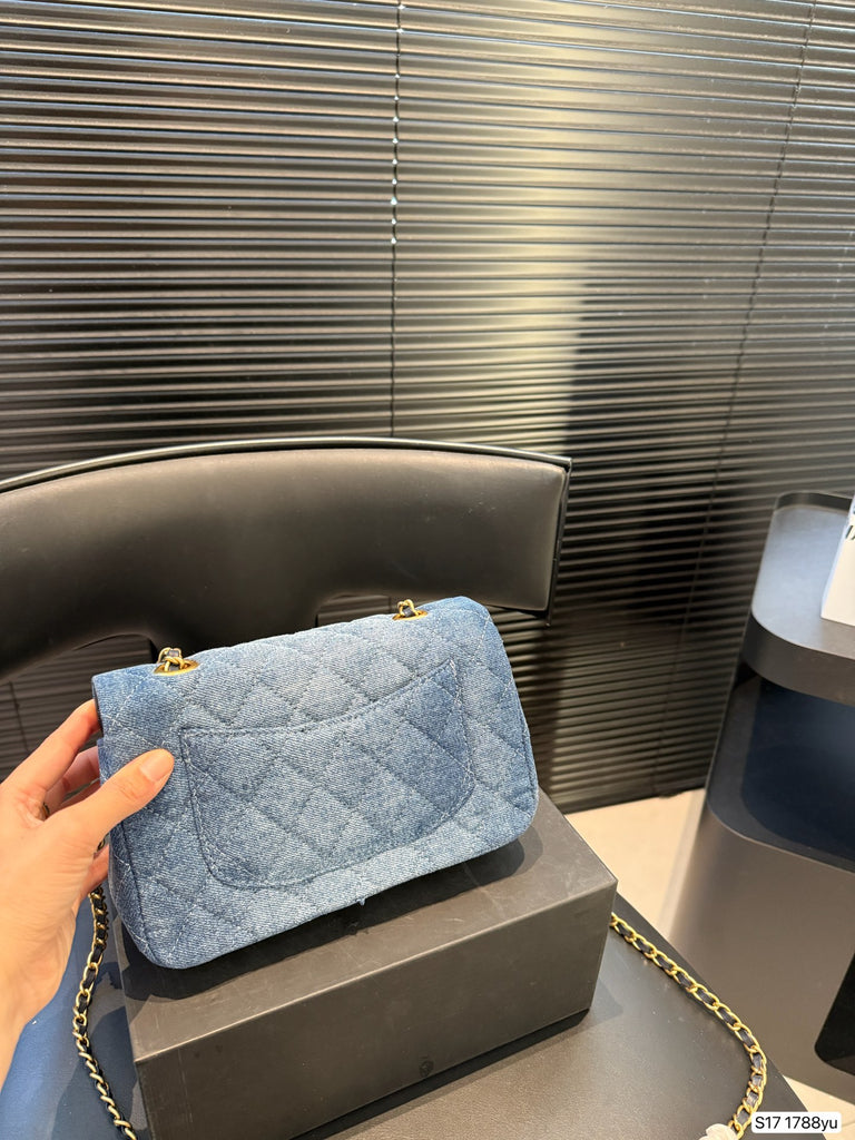 Blue Quilted Denim Shoulder Bag – Pre-order