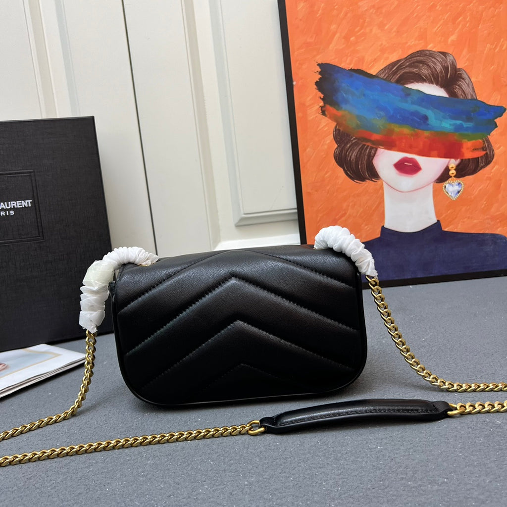 Black Quilted Mini Chain Shoulder Bag – Pre-Order