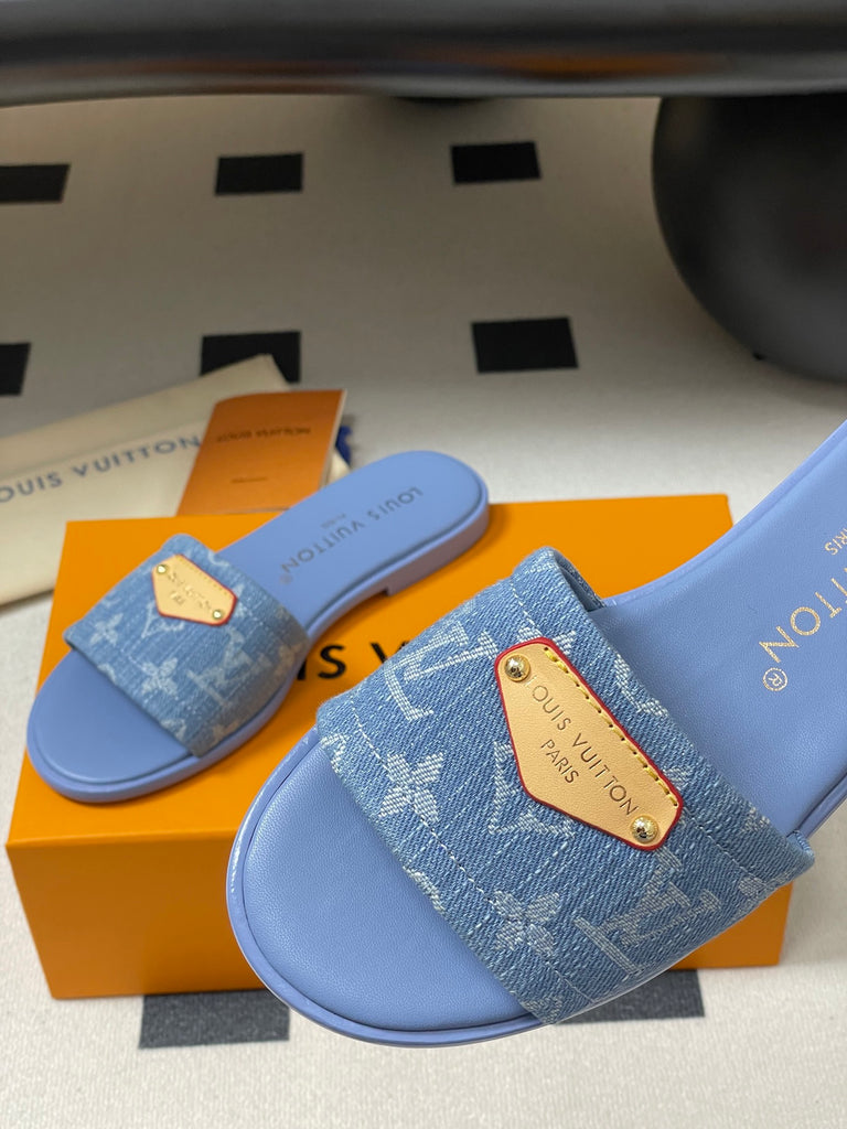 Pre-Order | Denim Slide Sandals – Blue